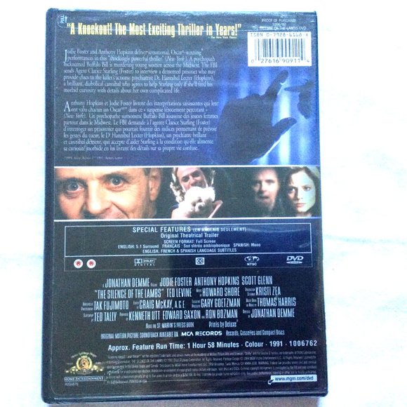 The Silence of The Lambs DVD New Sealed 2004 Jodie Foster - Picture 5 of 6